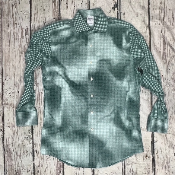 Brooks Brothers Green Checkered Button-Up Shirt Long Sleeve Preppy Shirt - Picture 1 of 3